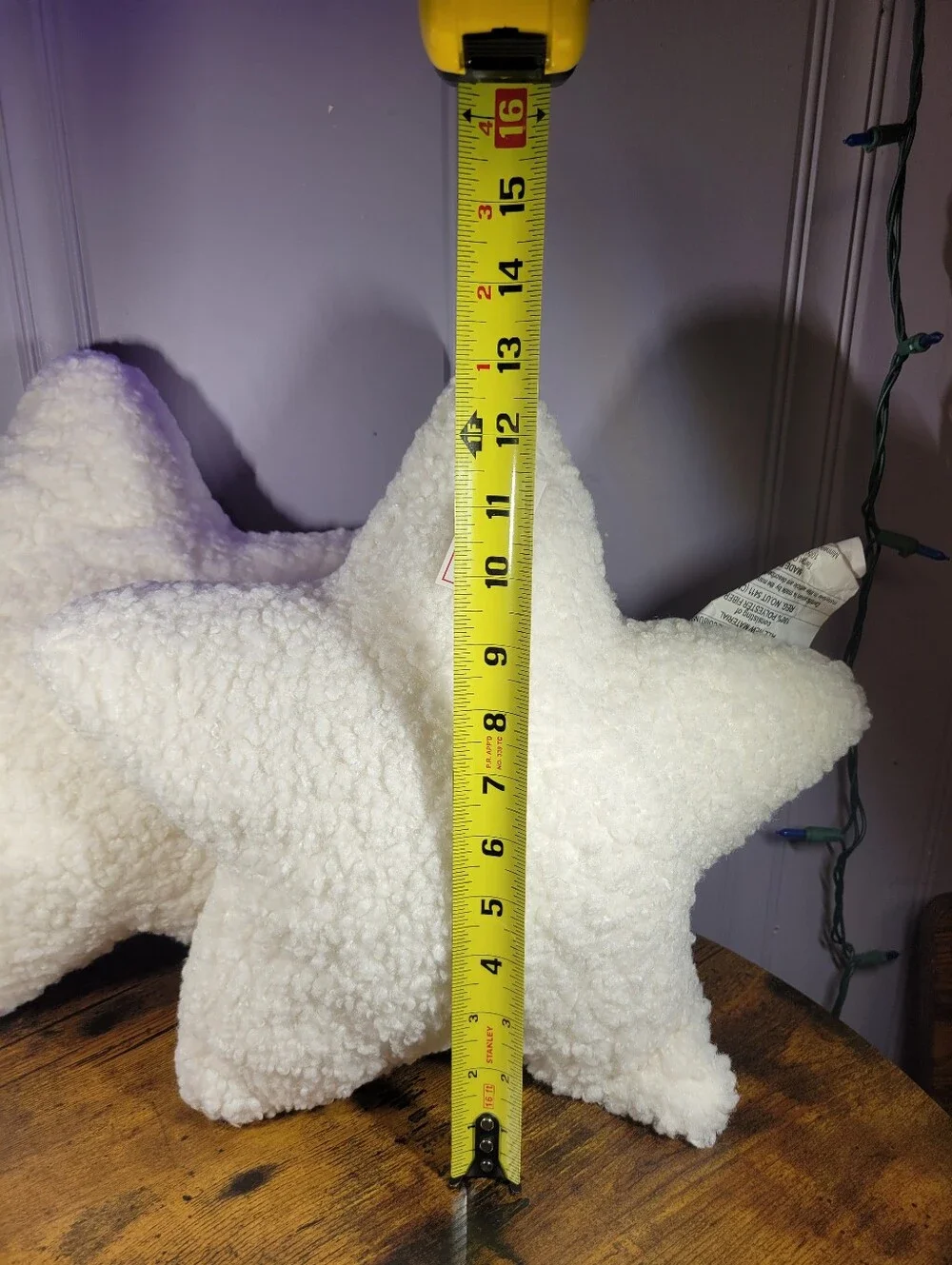 Plush Star-Shaped Throw Pillow - White Sherpa lot of 2 faux fur